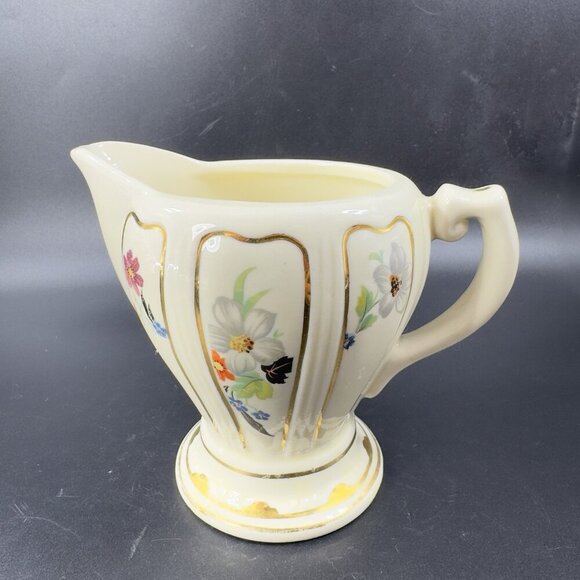 Vintage 1930s Porcelier Painted Creamer Small Pitcher USA Floral Pattern Antique - Picture 12 of 12